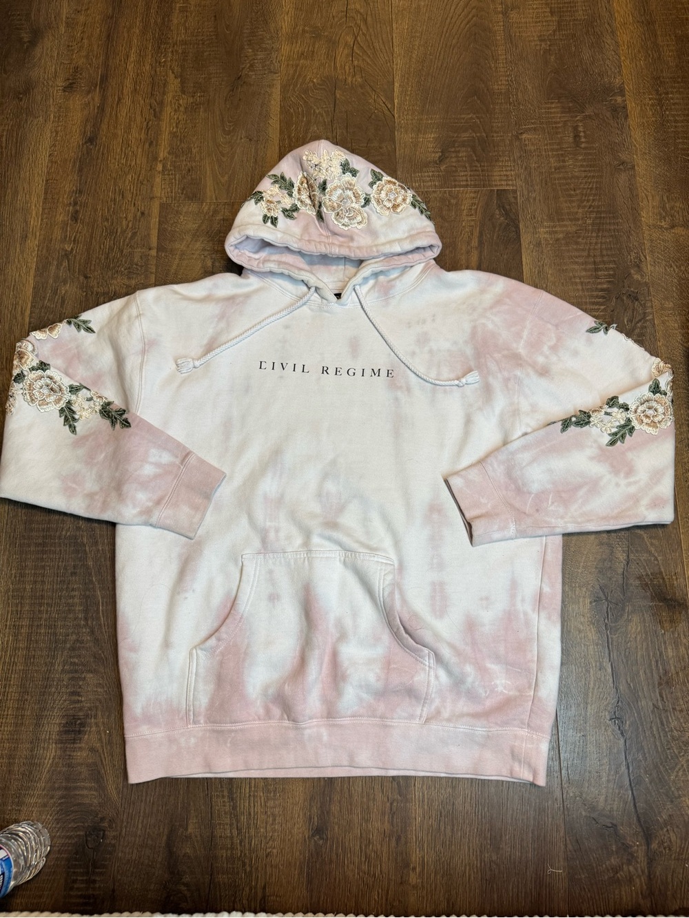 Civil Regime Women's Pink Tie-Dye Floral Hoodie